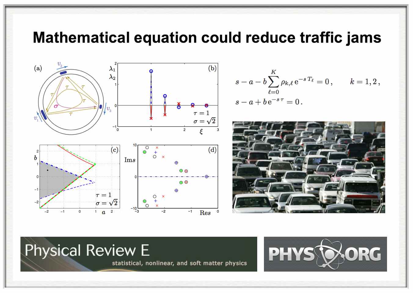 mathematical equation could reduce traffic jams  via phys