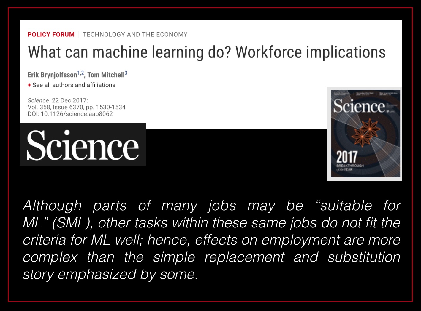 What can machine learning do? Workforce implications
